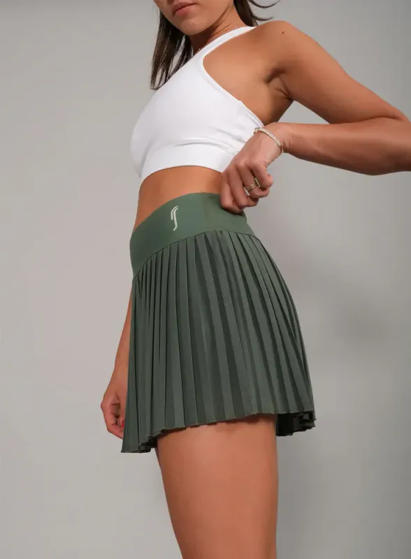 RS Women's Court Pleated Skirt - Mesh (Court Green / Court White)