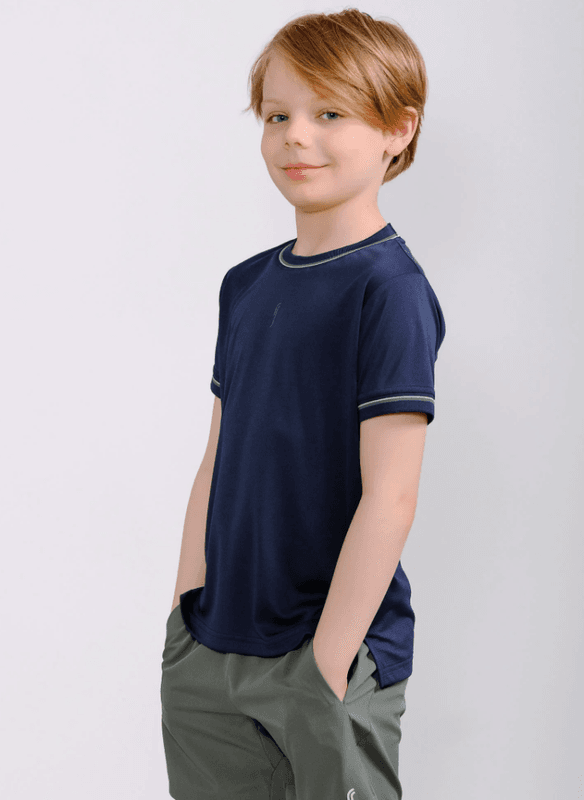 RS Junior Performance Tee - Crew Neck (Navy / Court Green)